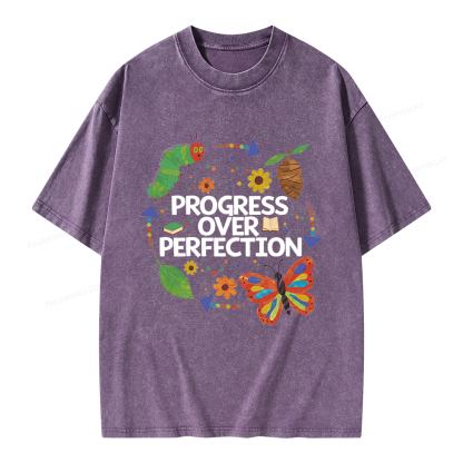 Pagewing Progress Over Perfection Unisex Washed T-shirt