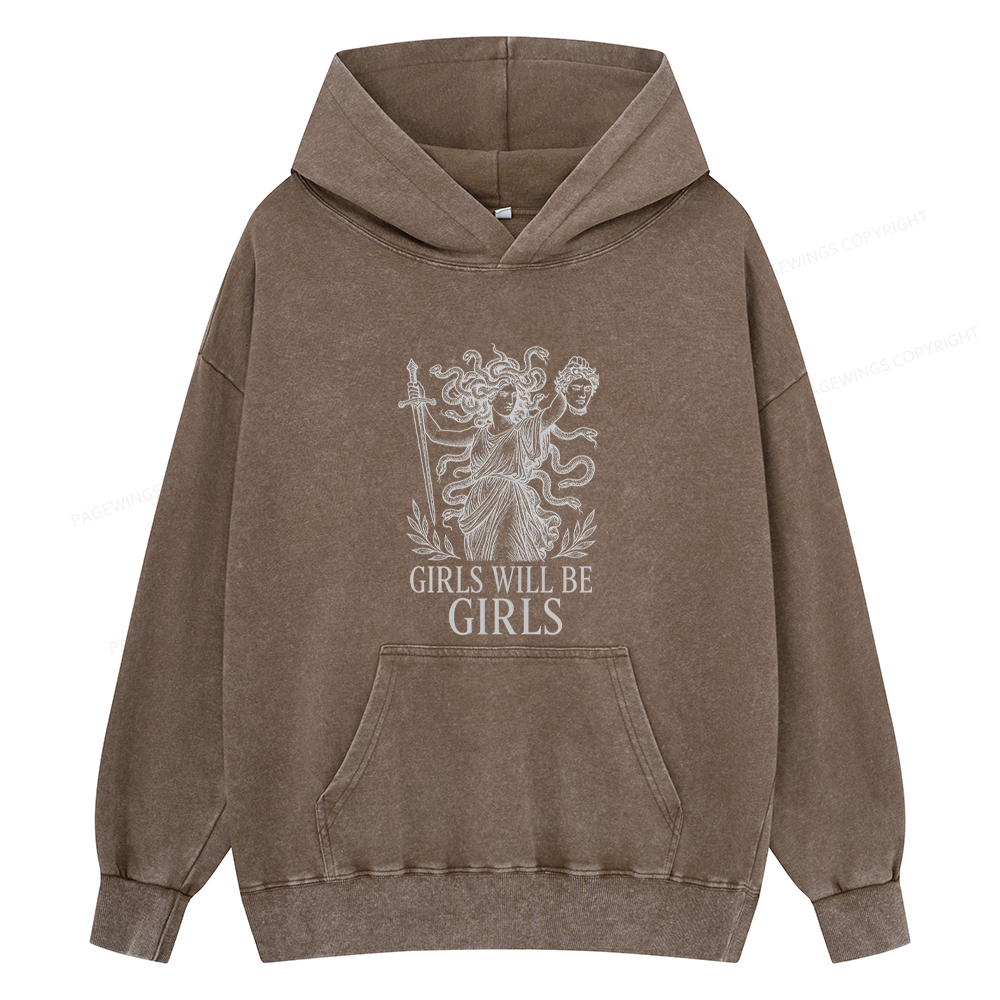 Pagewings Girls Will Be Girls Unisex Washed Hoodie