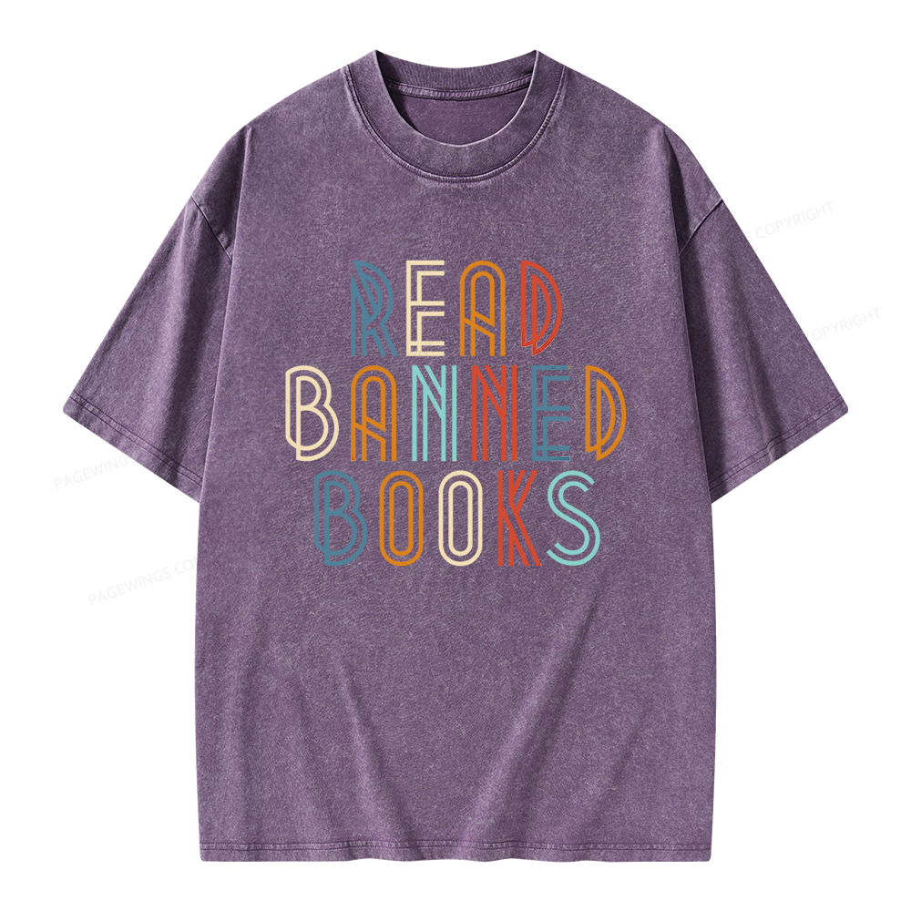 Pagewing Read Banned Books Unisex Washed T-shirt