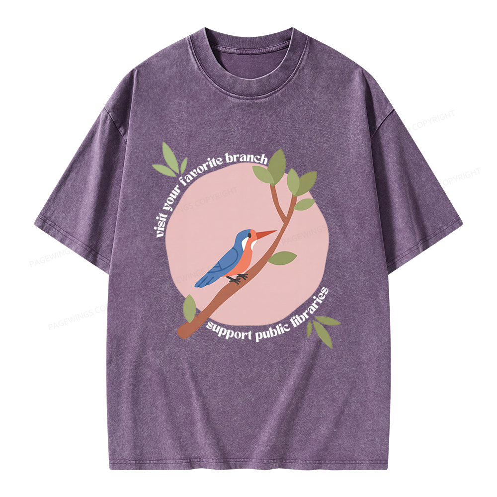 Pagewing Visit Your Favorite Branch Unisex Washed T-shirt