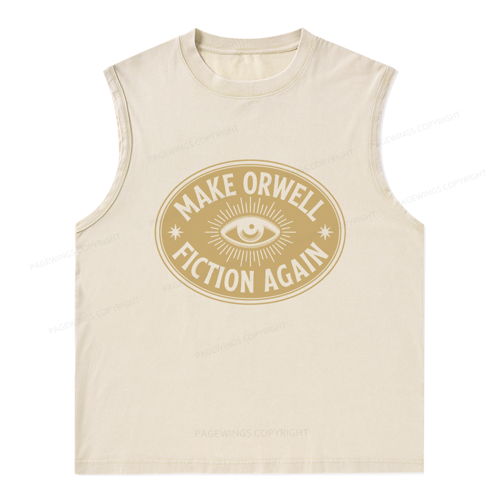 Pagewings Make Orwell Fiction Again13456 Bookish Unisex Washed Tank Top