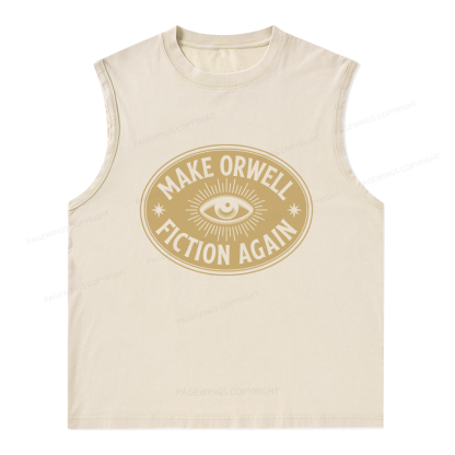 Pagewings Make Orwell Fiction Again13456 Bookish Unisex Washed Tank Top