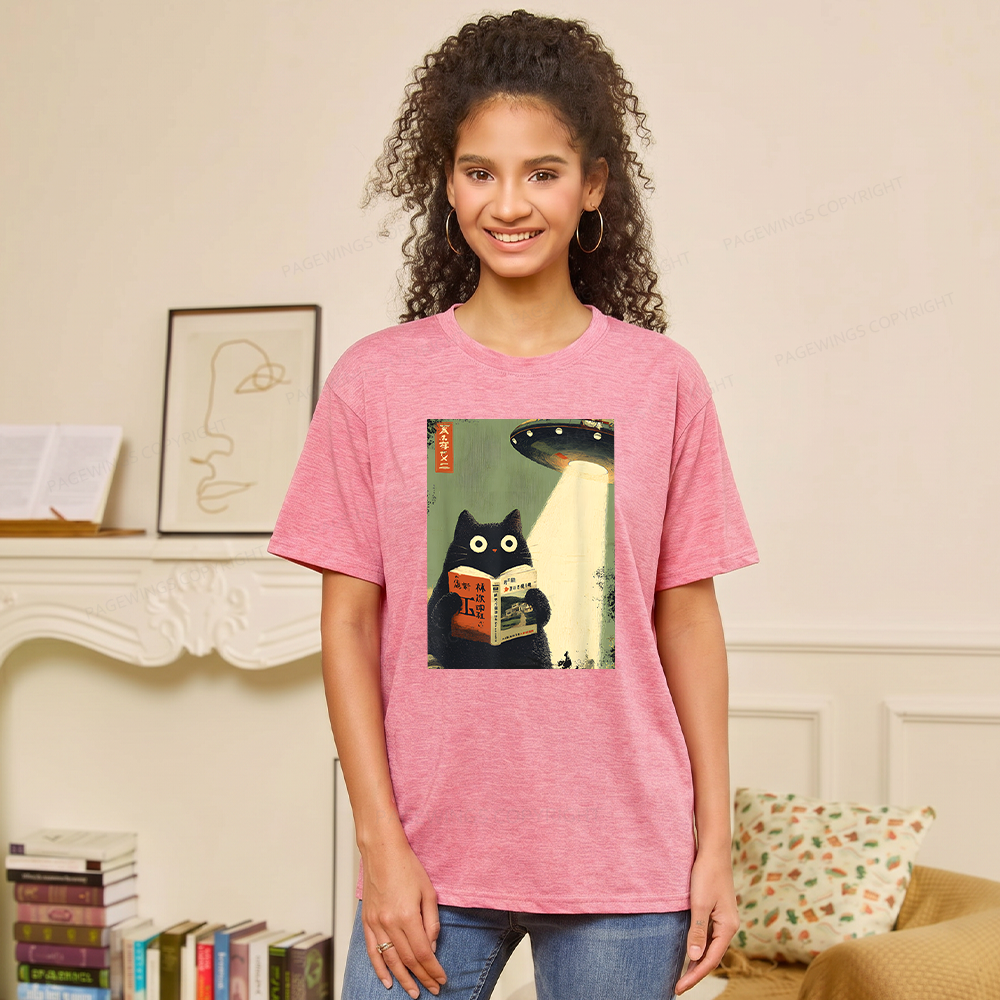 Pagewings Soft Cat Book Lovers 15182 Bookish Unisex Heather T-Shirt