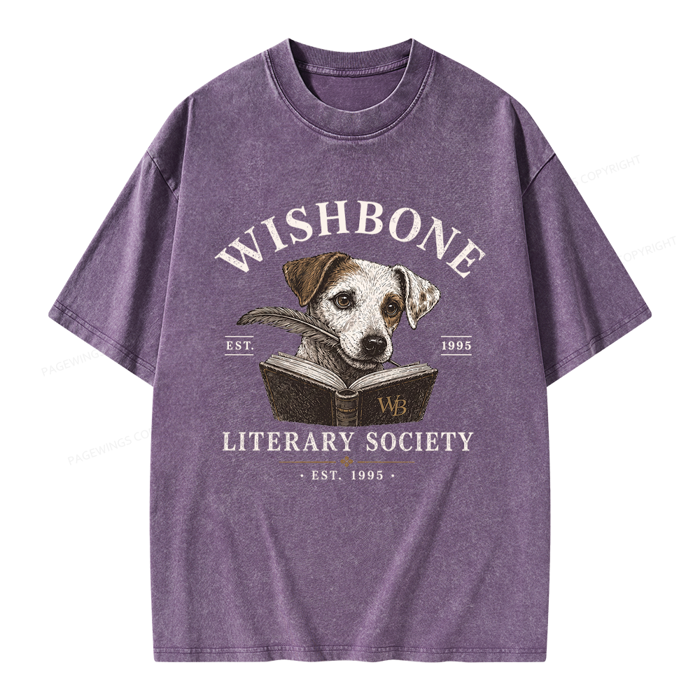 Pagewing Vintage Literary Society Unisex Washed T-shirt