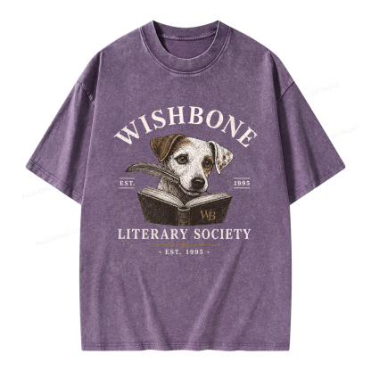 Pagewing Vintage Literary Society Unisex Washed T-shirt