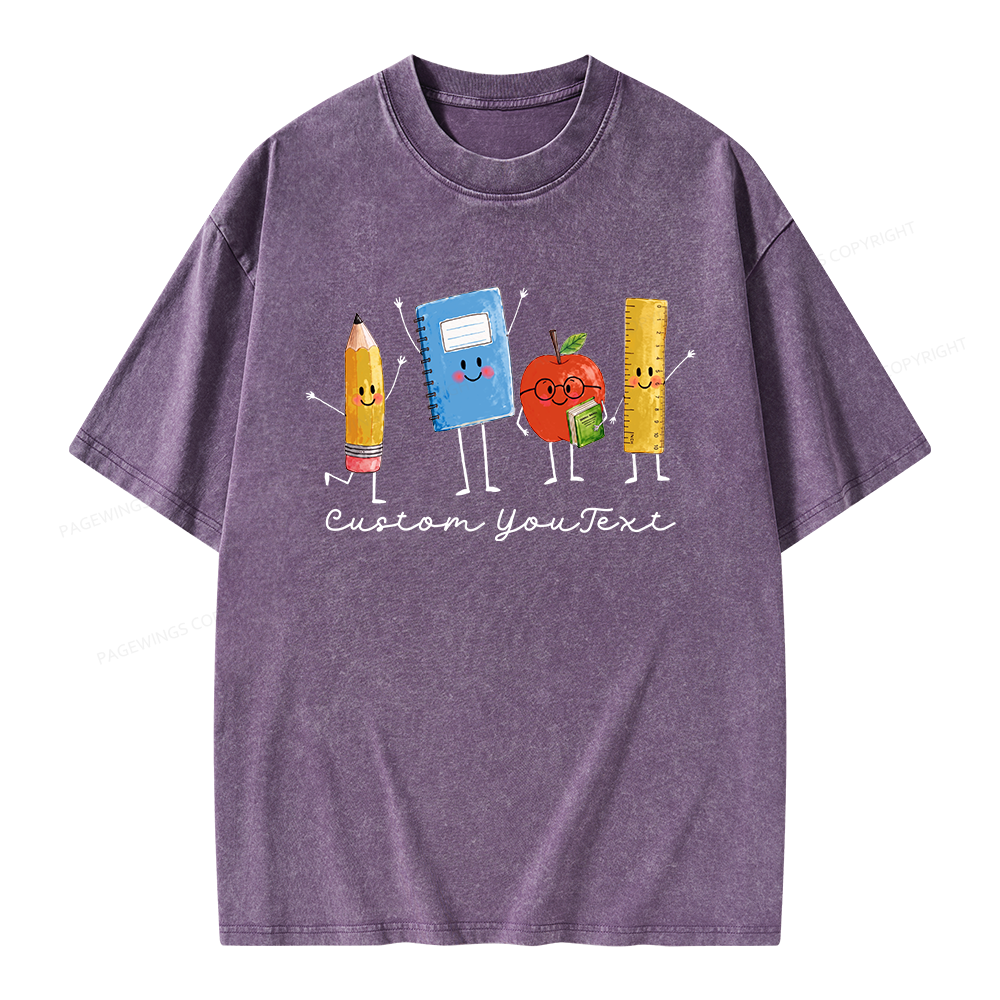 Pagewing Personalized Back to School Unisex Washed T-shirt
