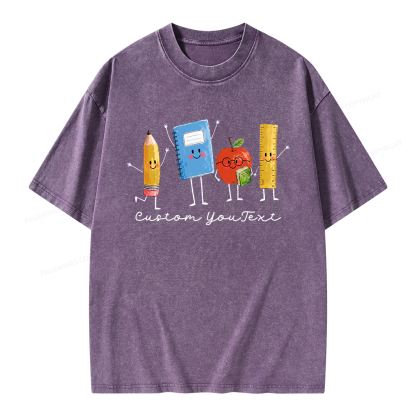 Pagewing Personalized Back to School Unisex Washed T-shirt