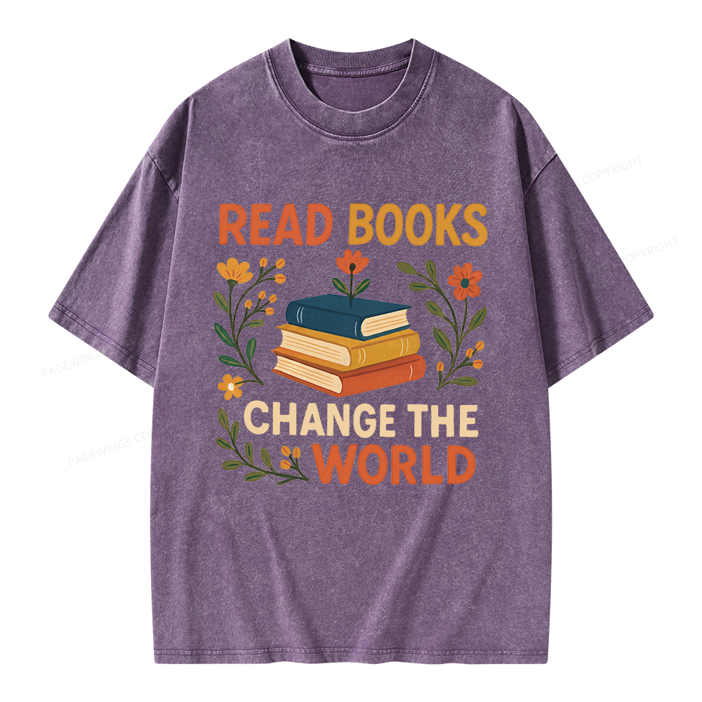 Pagewing Read Books Change the World Unisex Washed T-shirt