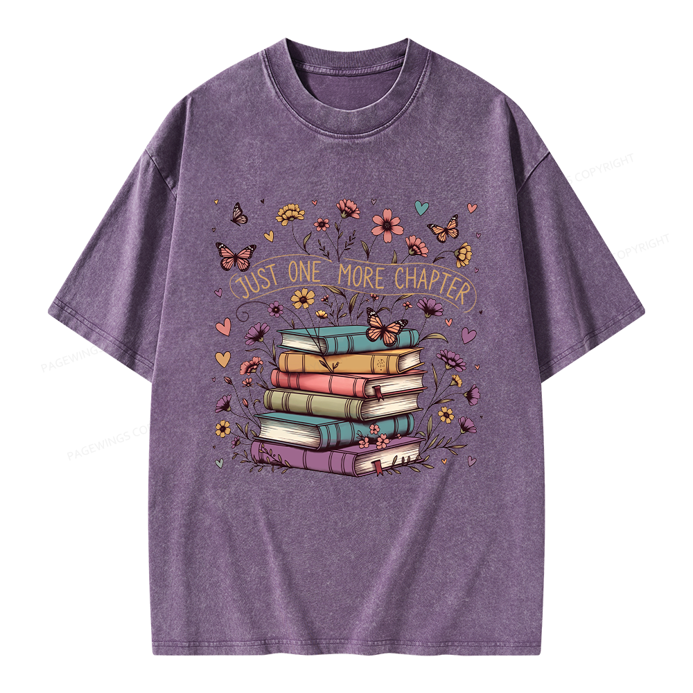 Pagewing Floral Books Unisex Washed T-shirt