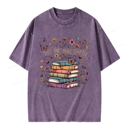 Pagewing Floral Books Unisex Washed T-shirt