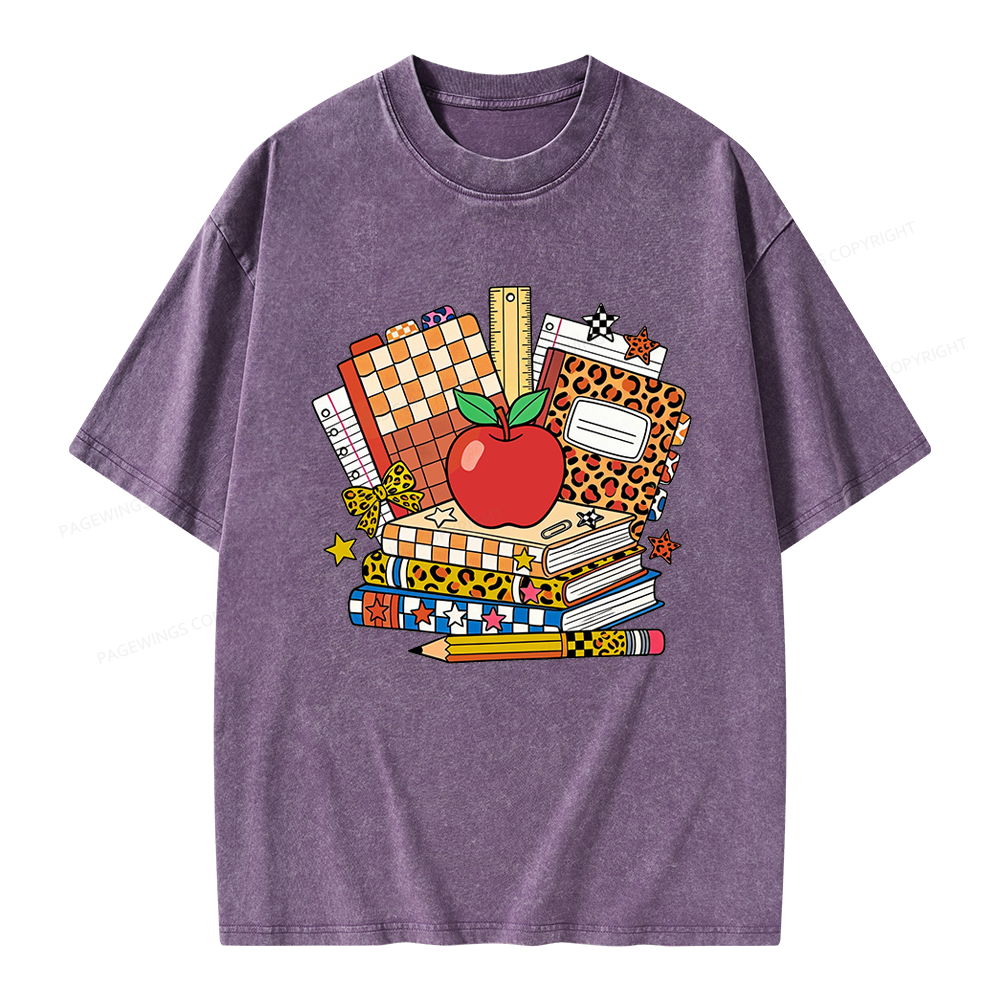 Pagewing Coquette Back To School Unisex Washed T-shirt