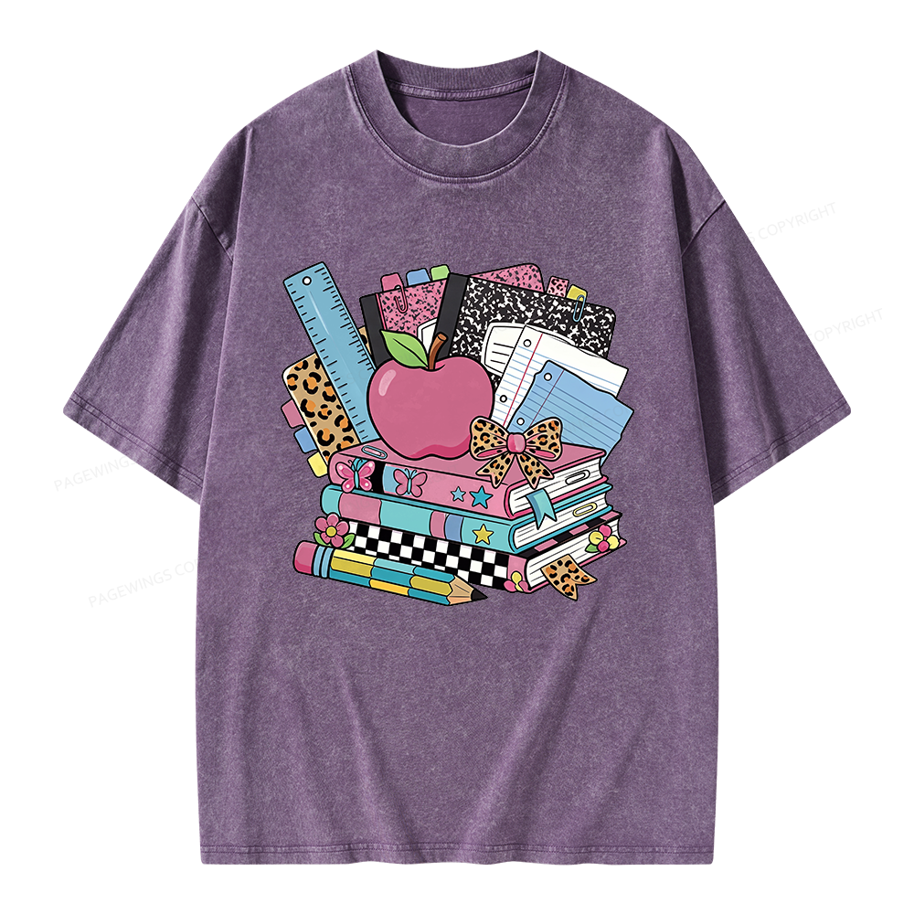 Pagewing Retro School Unisex Washed T-shirt