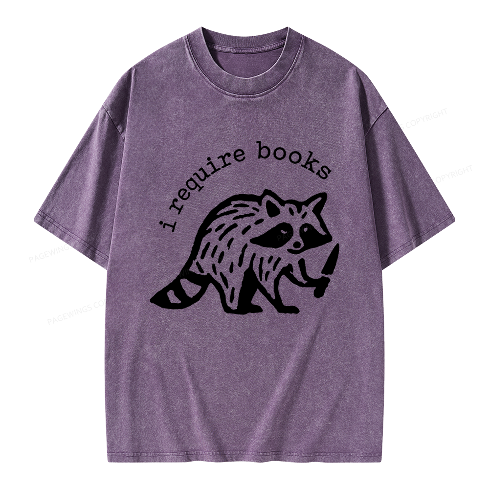 Pagewings I Require Books Unisex Washed T-shirt