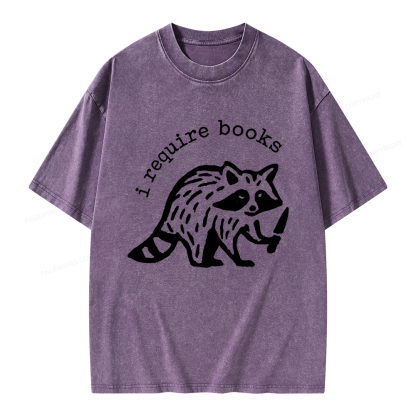 Pagewings I Require Books Unisex Washed T-shirt