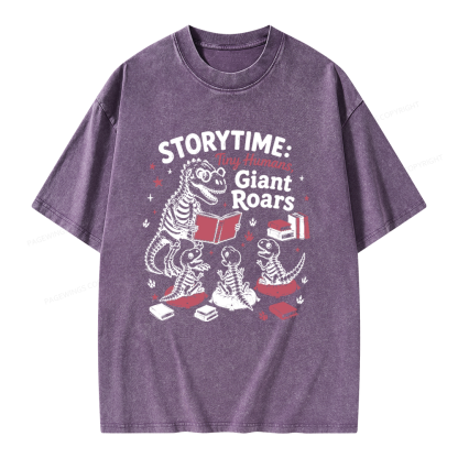 Pagewings School Librarian Dinosaur Unisex Washed T-shirt
