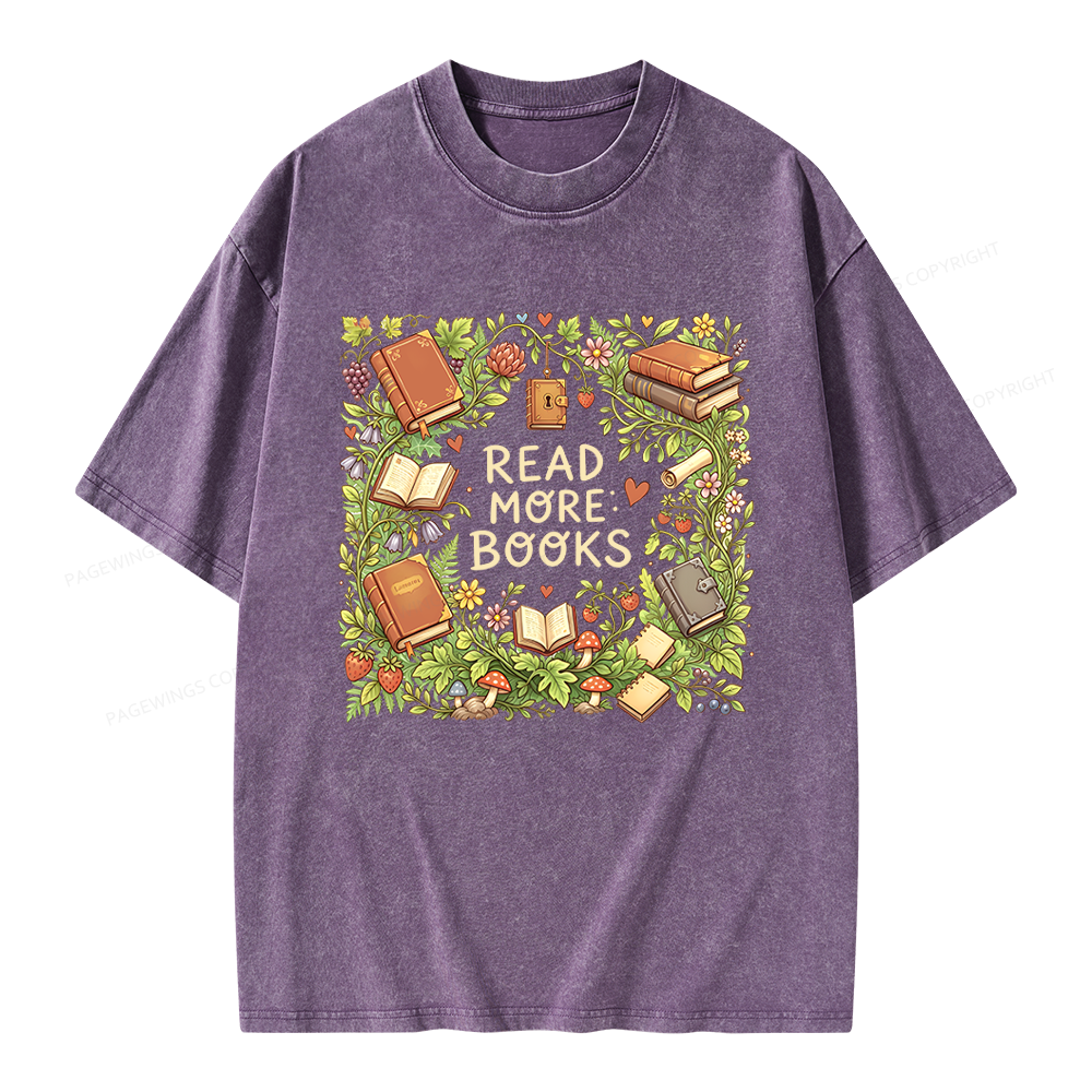 Pagewings Read More Books Unisex Washed T-shirt