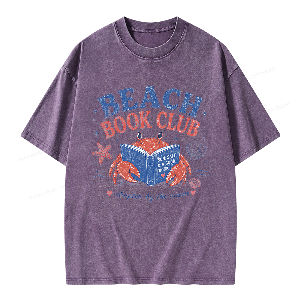 Pagewings Beach Book Club Unisex Washed T-shirt