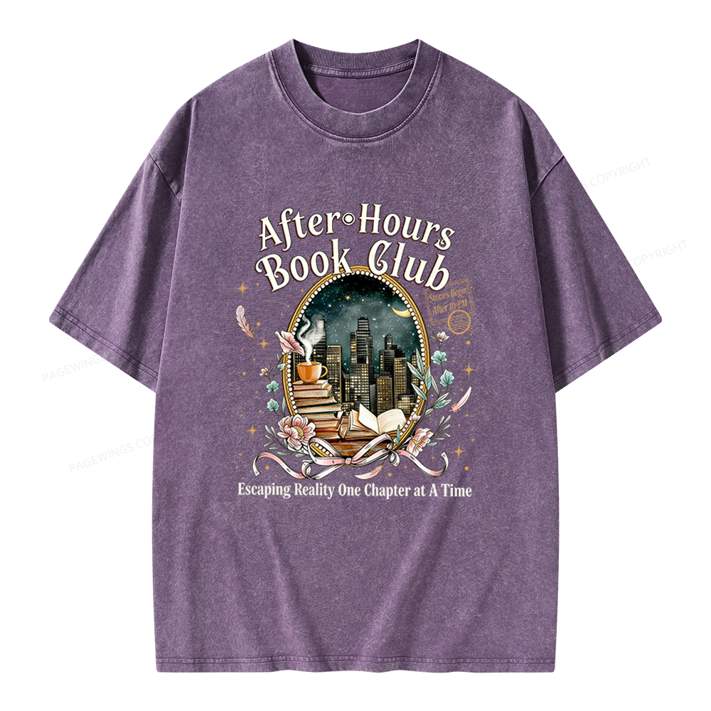 Pagewings After‑Hours Book Club Unisex Washed T-shirt