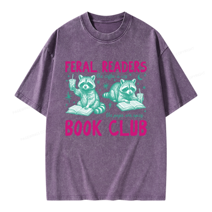 Pagewings Feral Readers Book Club Unisex Washed T-shirt