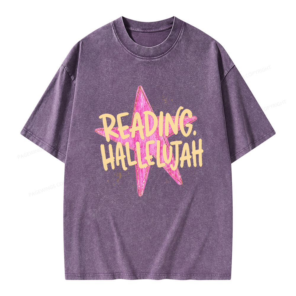 Pagewings Reading Hallelujah Unisex Washed T-shirt