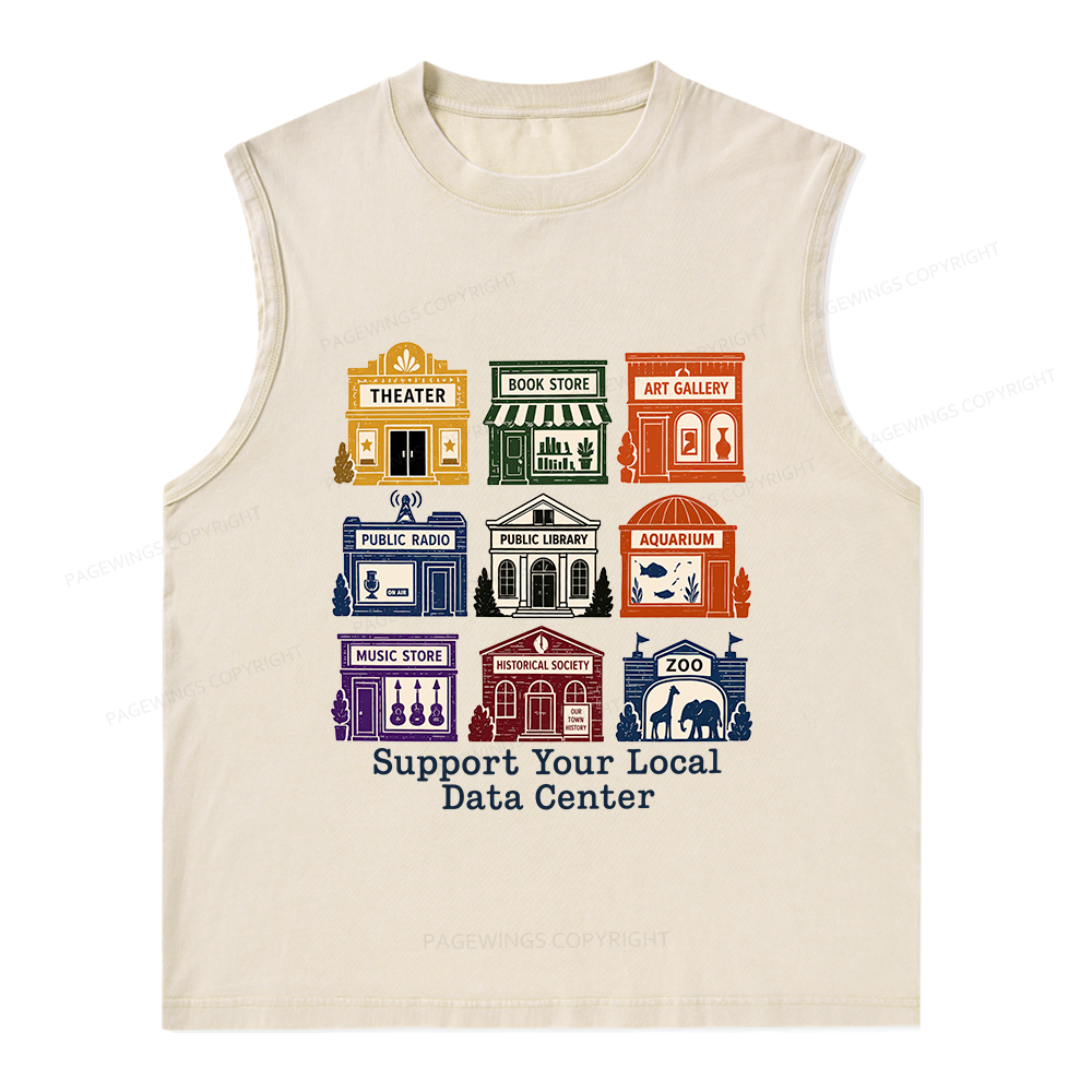 Pagewing Support Your Local Data Center16102 Bookish Unisex Washed Tank Top