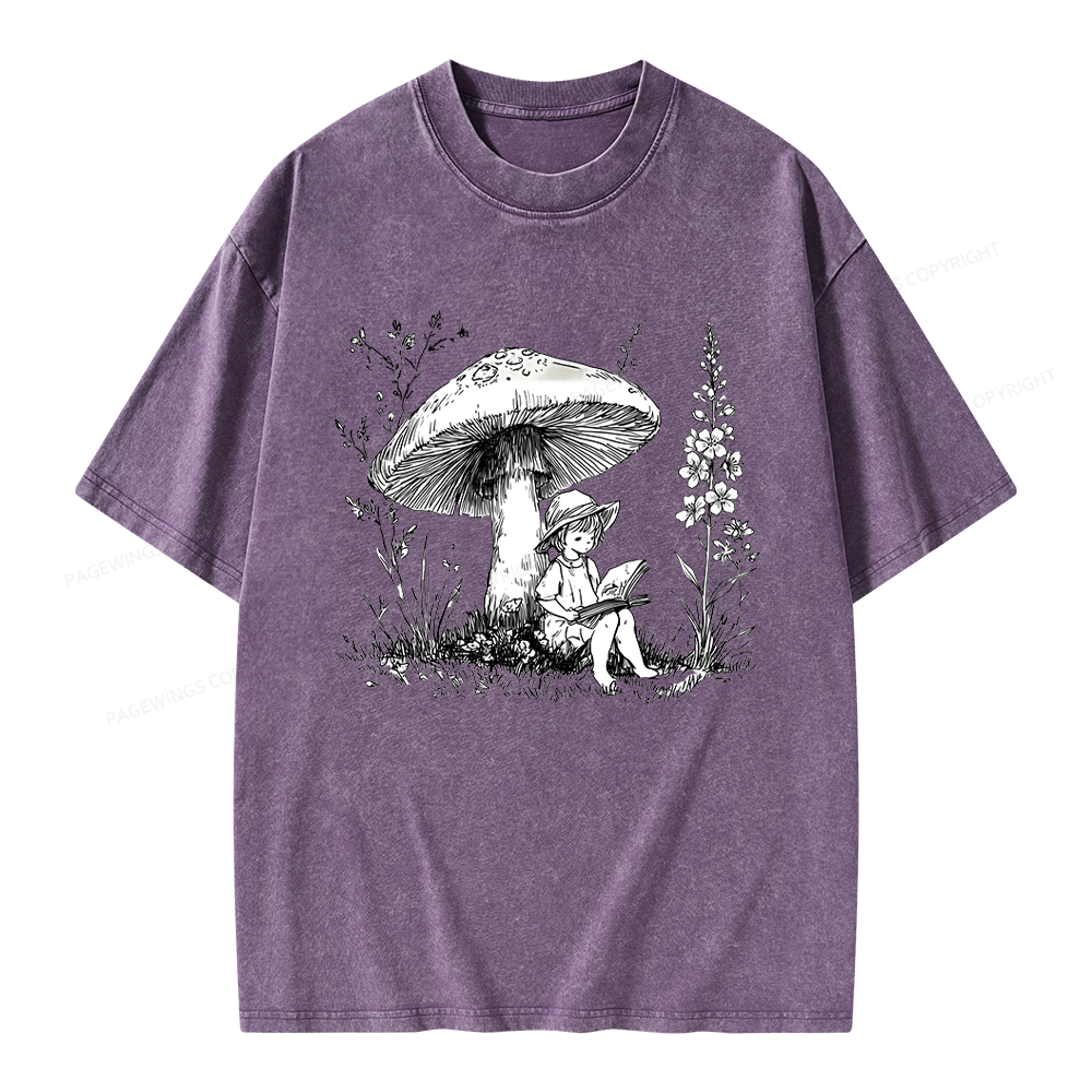 Pagewings Woodland Girl Reading Unisex Washed T-shirt