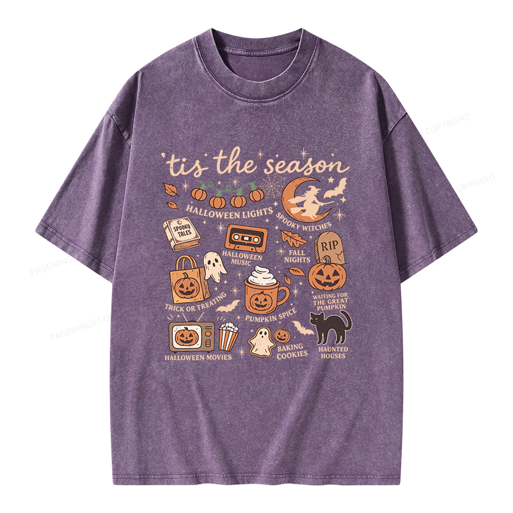 Pagewing Vintage Halloween Unisex Washed T-shirt