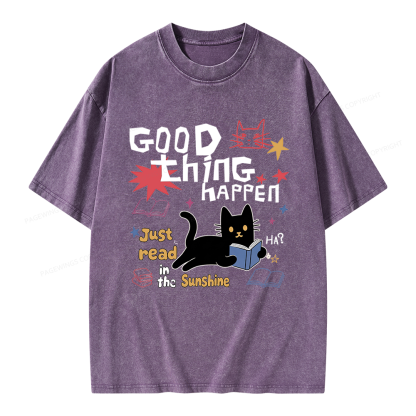 Pagewing Good Thing Happen Weird Unisex Washed T-shirt