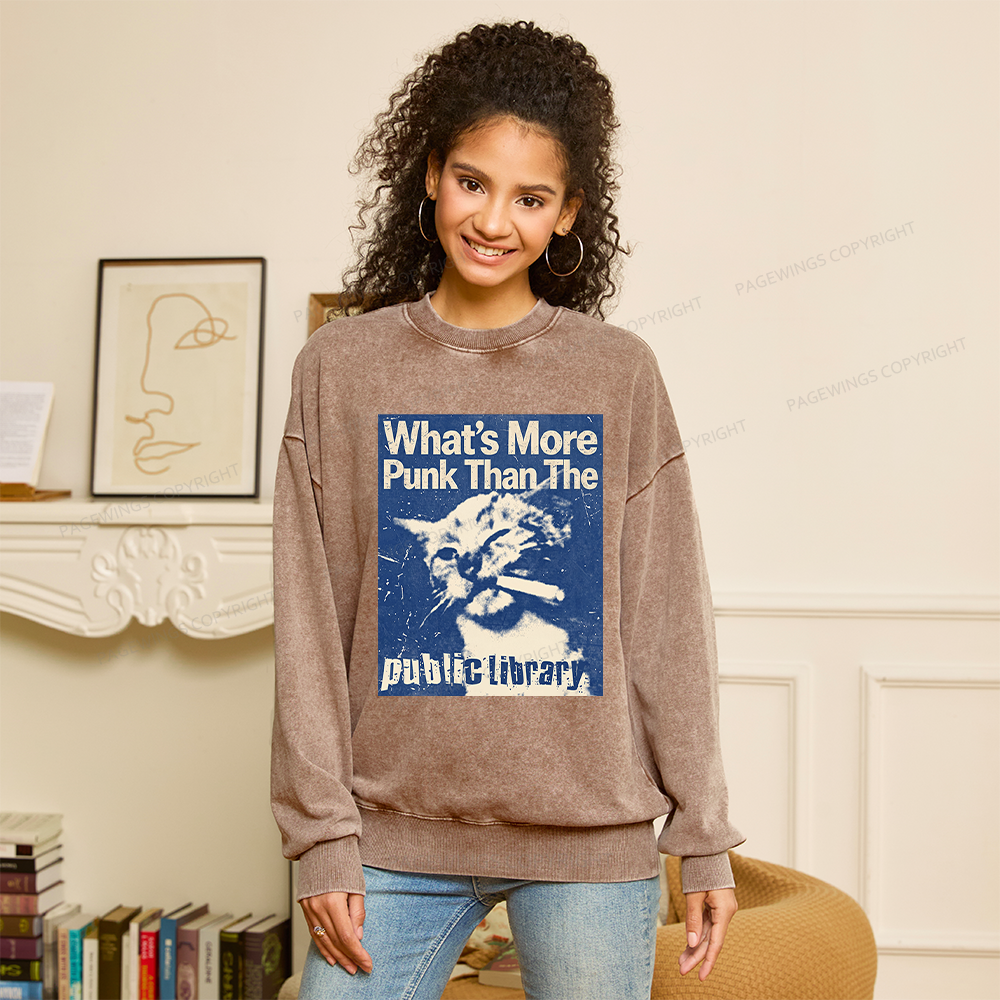 Pagewings More Punk Than The Public Library15772 Read Unisex Washed Sweatshirt