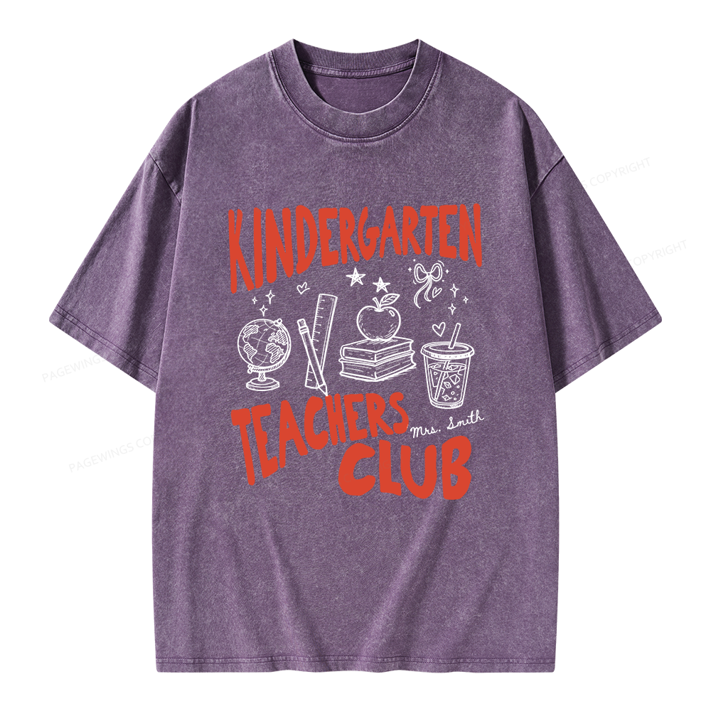 Pagewing Personalized Kindergarten Unisex Washed T-shirt