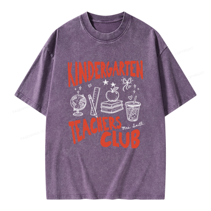 Pagewing Personalized Kindergarten Unisex Washed T-shirt