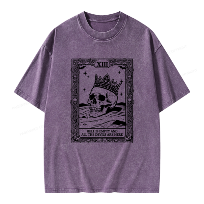 Pagewing Hell Is Empty And All The Devils Are Here Unisex Washed T-shirt