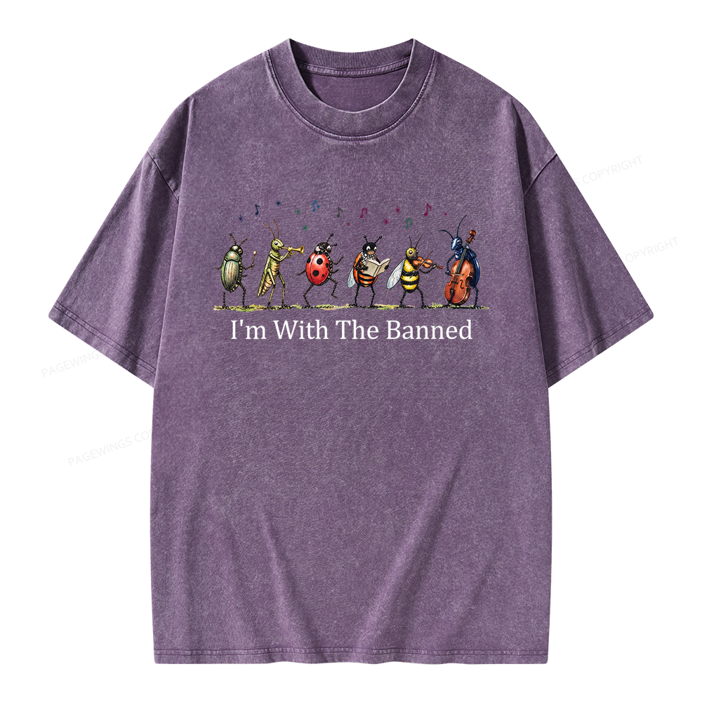 Pagewing I'm With The Banned Unisex Washed T-shirt