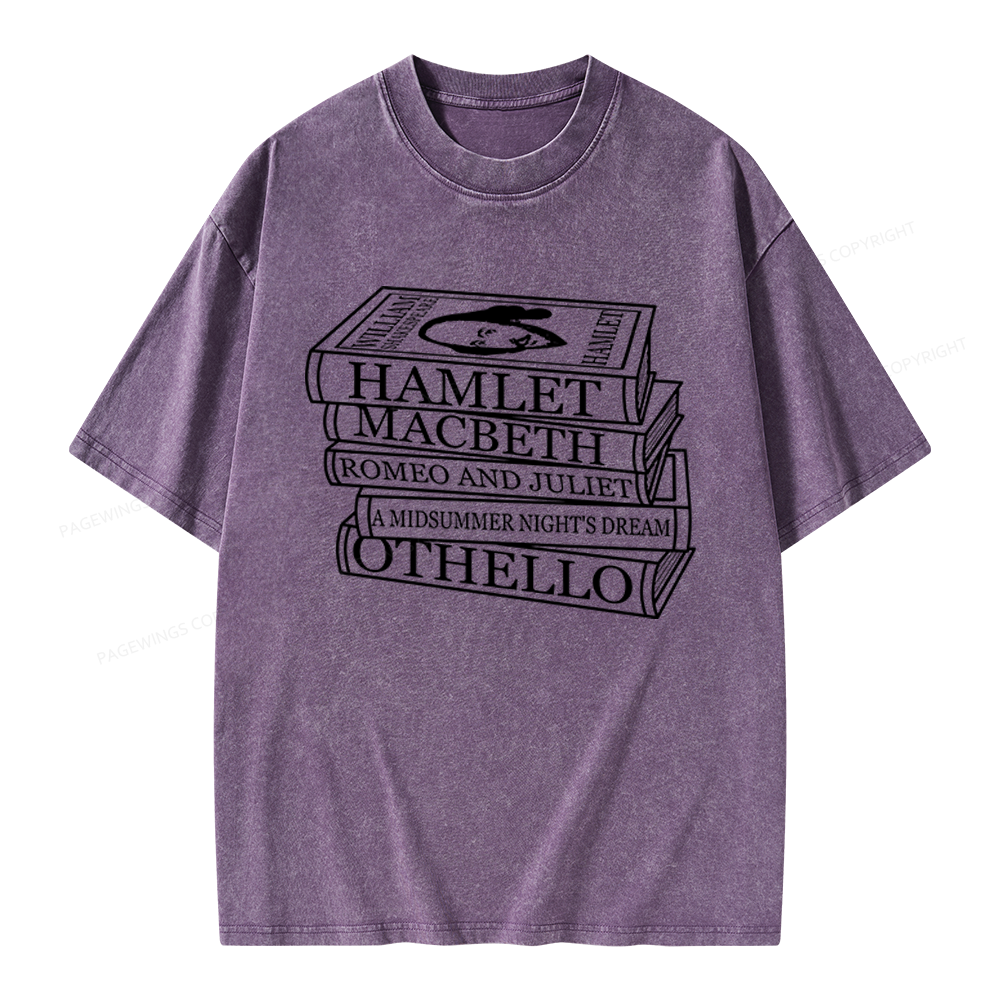 Pagewings Shakespeare Best Books Unisex Washed T-shirt
