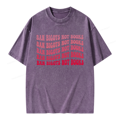Pagewings Ban Bigots Not Books Unisex Washed T-shirt