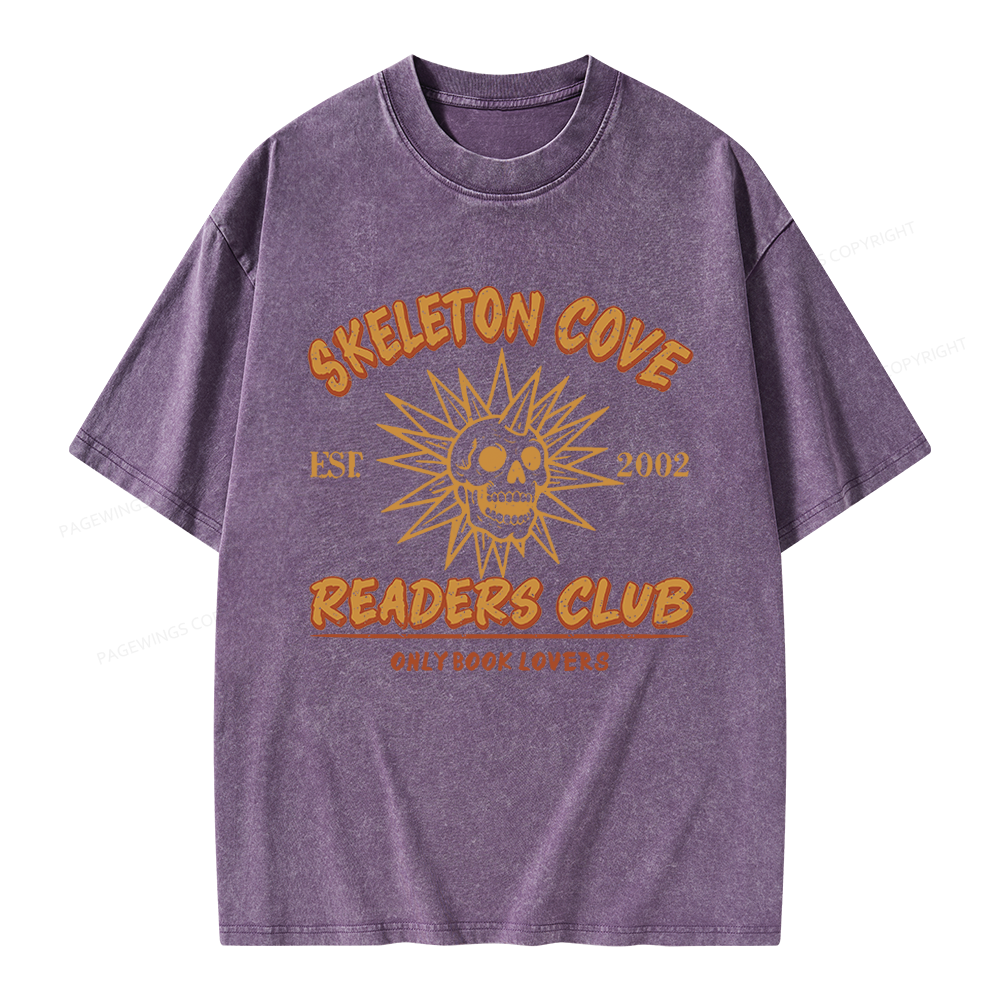 Pagewings Skeleton Cove Readers Club Unisex Washed T-shirt