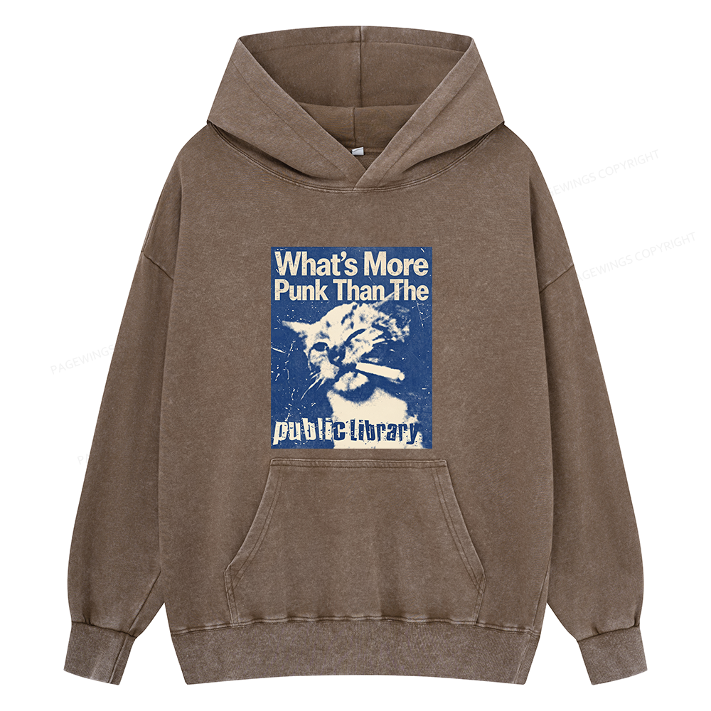 Pagewings What's More Punk Than The Public Library Unisex Washed Hoodie