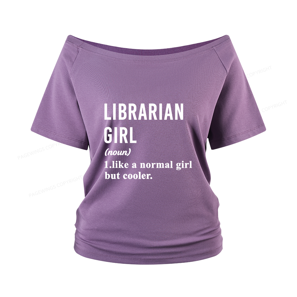 Pagewings Librarian Girl Women Off Shoulder T-shirts