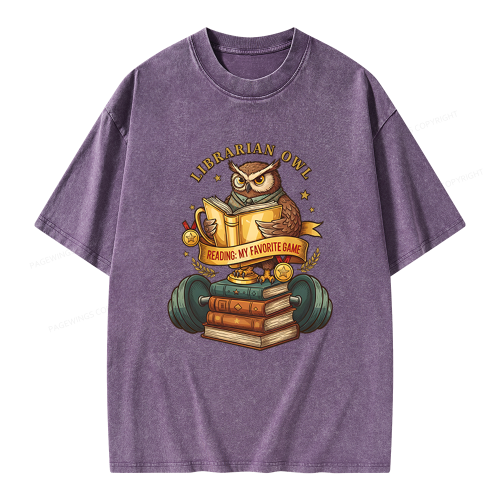 Pagewings Librarian Owl Unisex Washed T-shirt