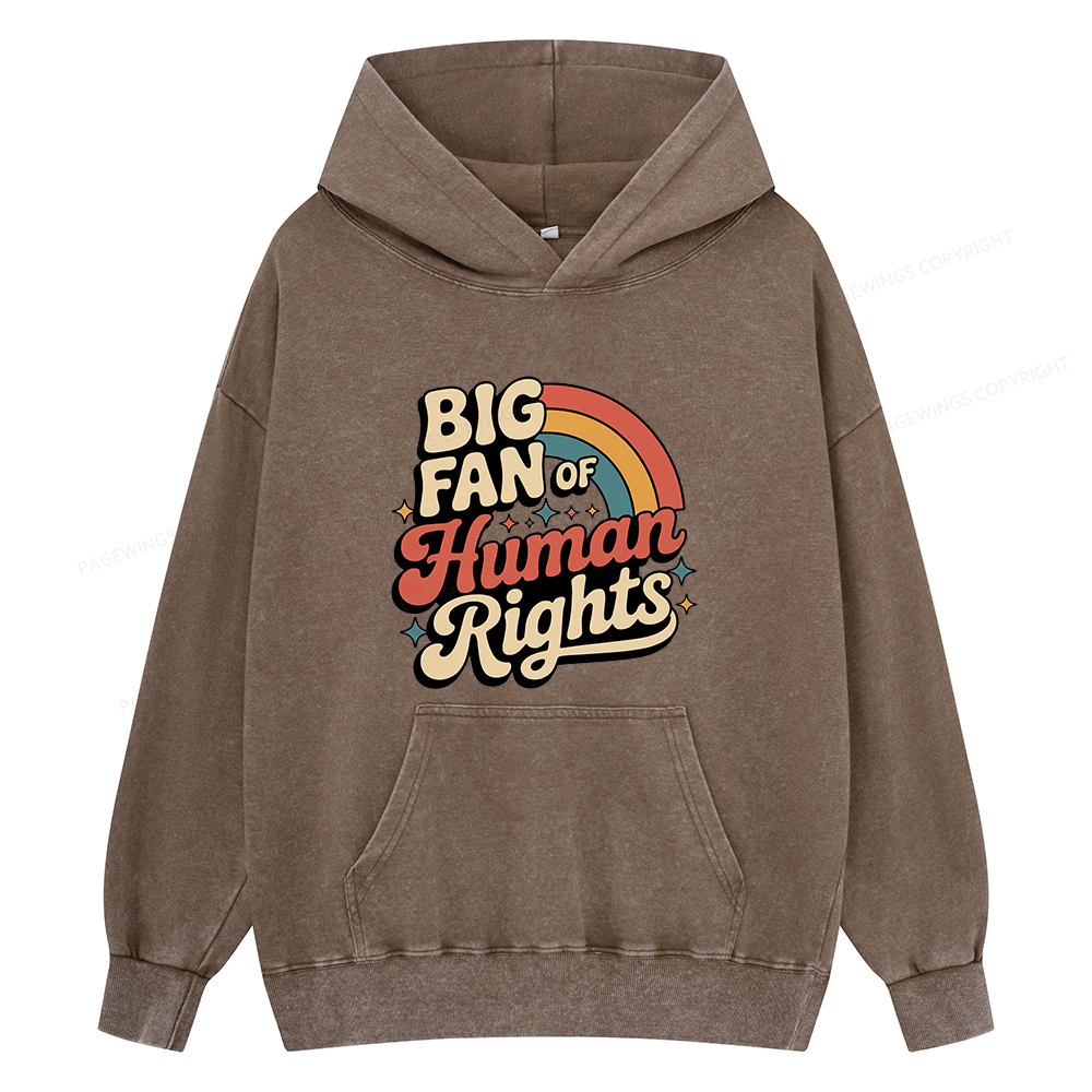Pagewings Big Fan of Human Rights15448 Book Unisex Washed Hoodie