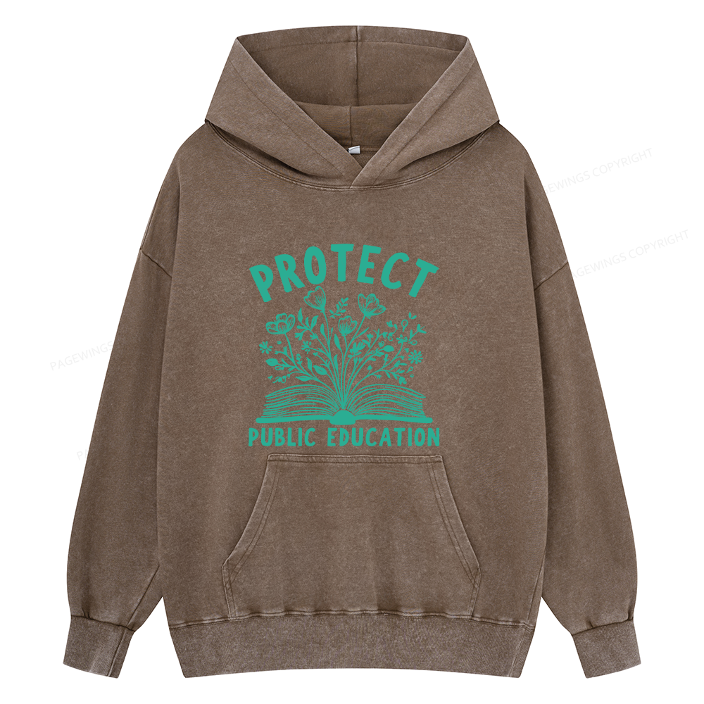 Pagewings Protect Public Education15808 Book Unisex Washed Hoodie