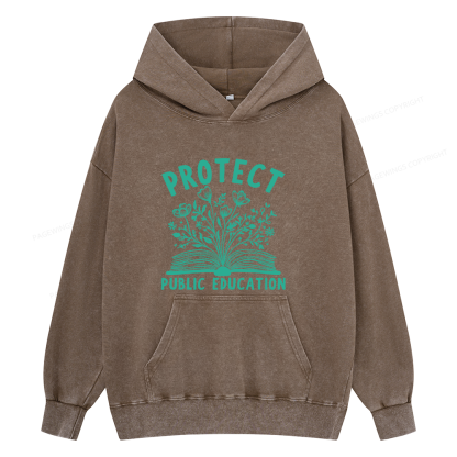 Pagewings Protect Public Education15808 Book Unisex Washed Hoodie