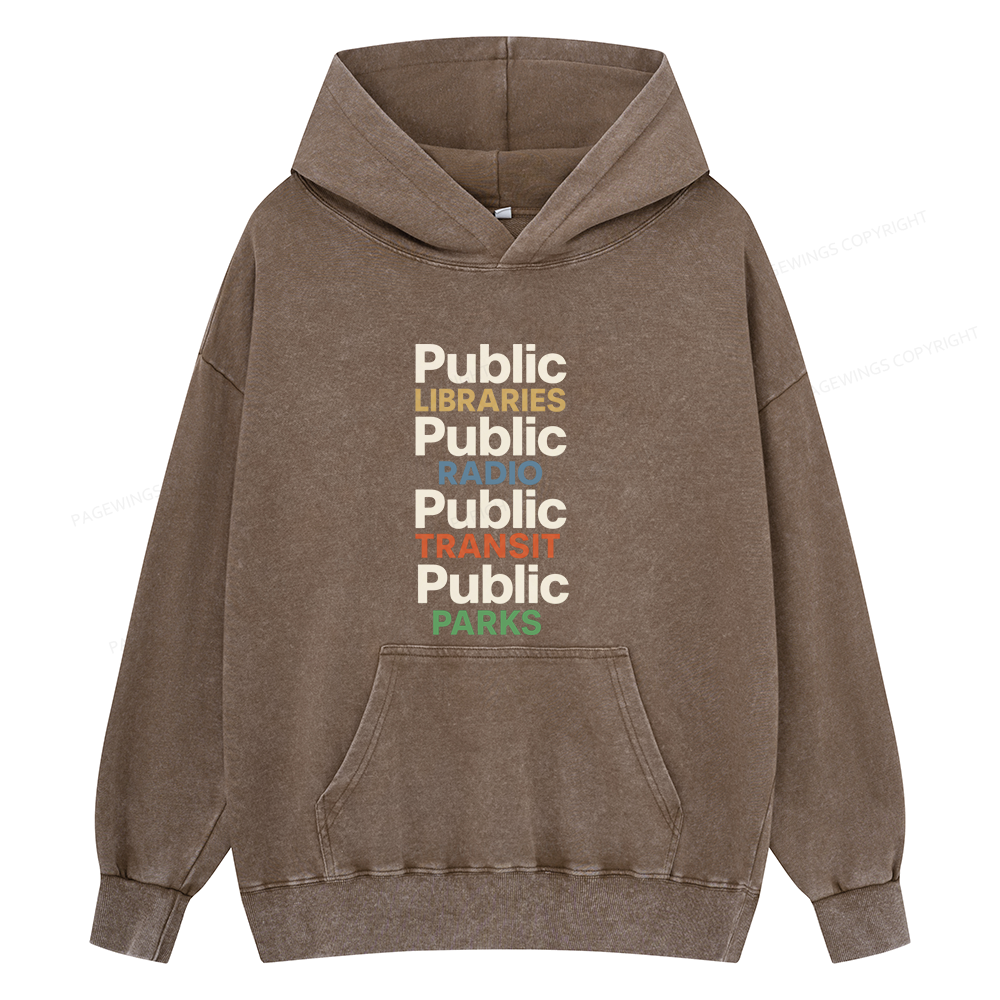 Pagewings Public Libraries15687 Book Unisex Washed Hoodie