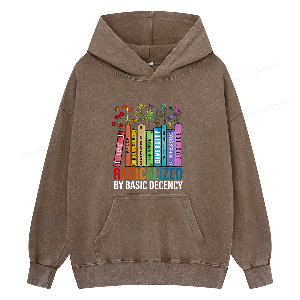 Pagewings Radicalized by Basic Decency14041 Book Unisex Washed Hoodie