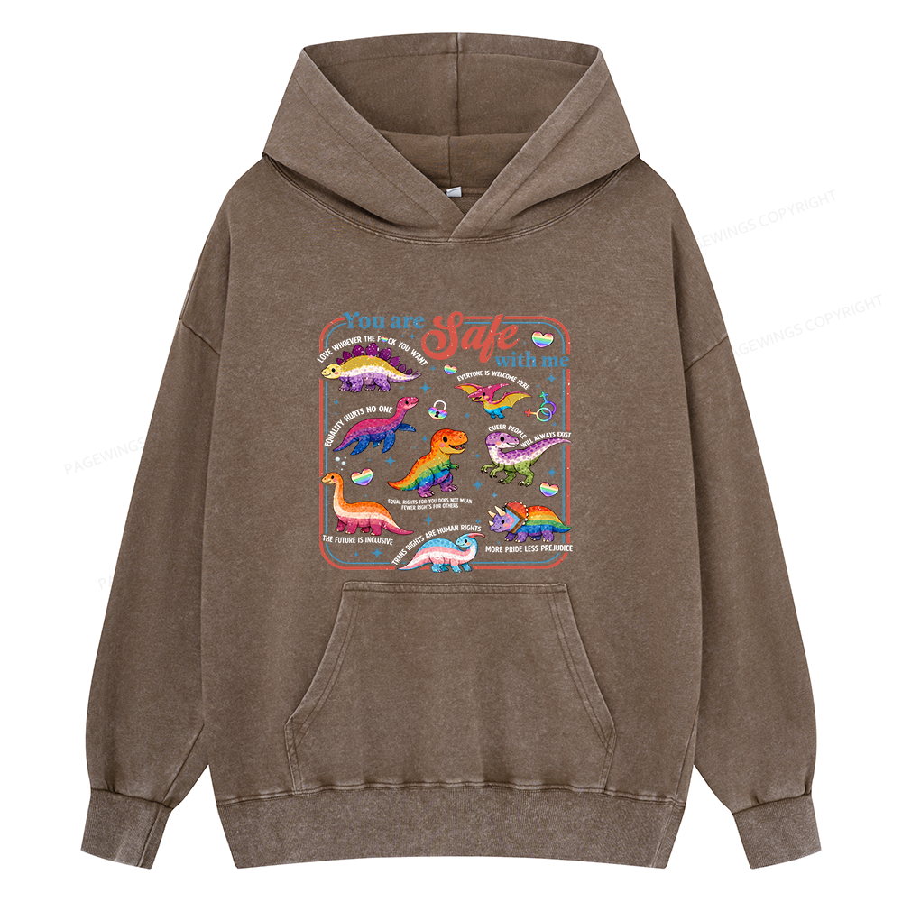 Pagewings You Are Safe With Me15899 Book Unisex Washed Hoodie