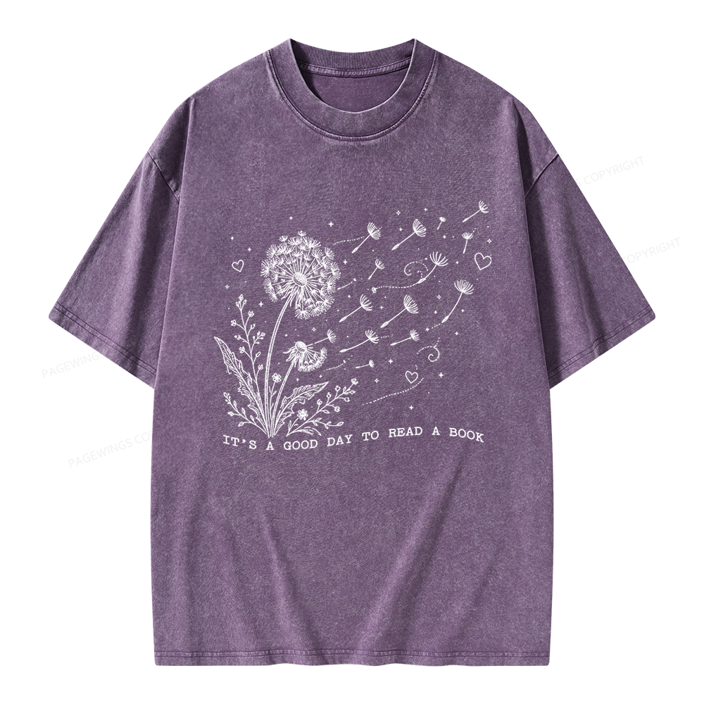 Pagewings It’s a Good Day to Read a Book Unisex Washed T-shirt