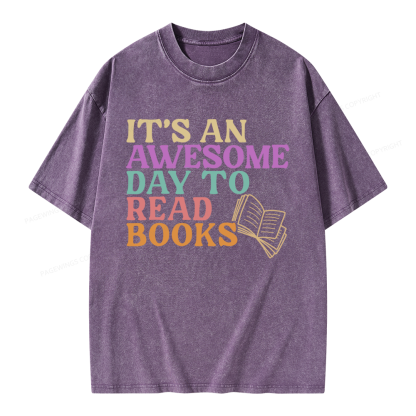 Pagewings Awesome Day To Read A Book Unisex Washed T-shirt