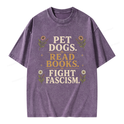 Pagewings Funny Anti Fascism Book Unisex Washed T-shirt