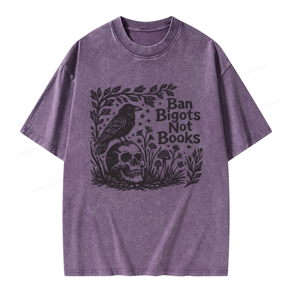 Pagewings Ban Bigots Not Books Unisex Washed T-shirt