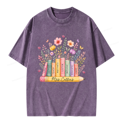 Pagewings Wildflower Books Unisex Washed T-shirt